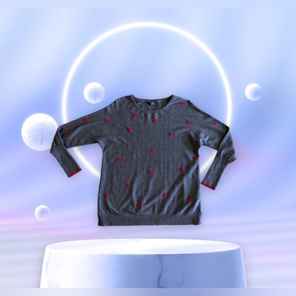 Joules Knitwear Crafted from Finest Yarns gray pink dots cotton polyester wool - Picture 2 of 16